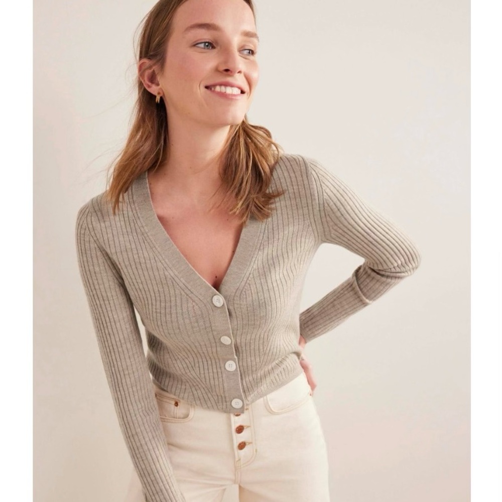 Boden ribbed merino v cardigan, sz L, like new